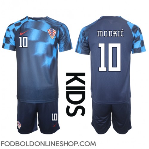 Kroatien Luka Modric #10 Udebane Trøje Børn VM 2022 Kortærmet (+ Korte bukser)